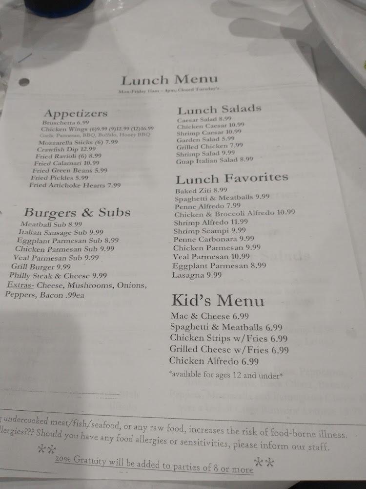 Italian Grill & Pizzeria Menu image 1
